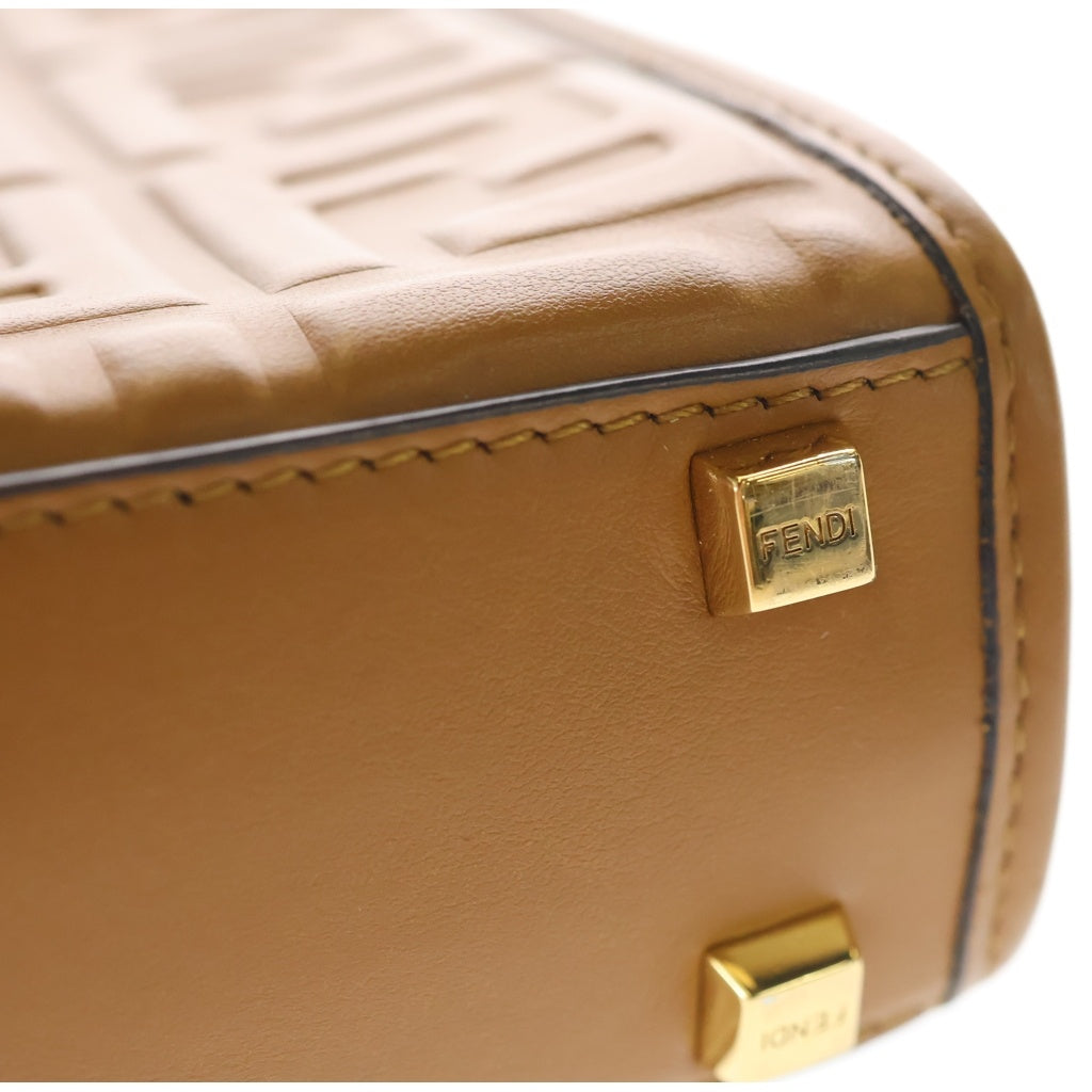 FENDI(フェンディ) サンシャイン スモール ミニハンドバッグ ショルダーバッグ ブラウン キャメル レザー ゴールド金具 レディース