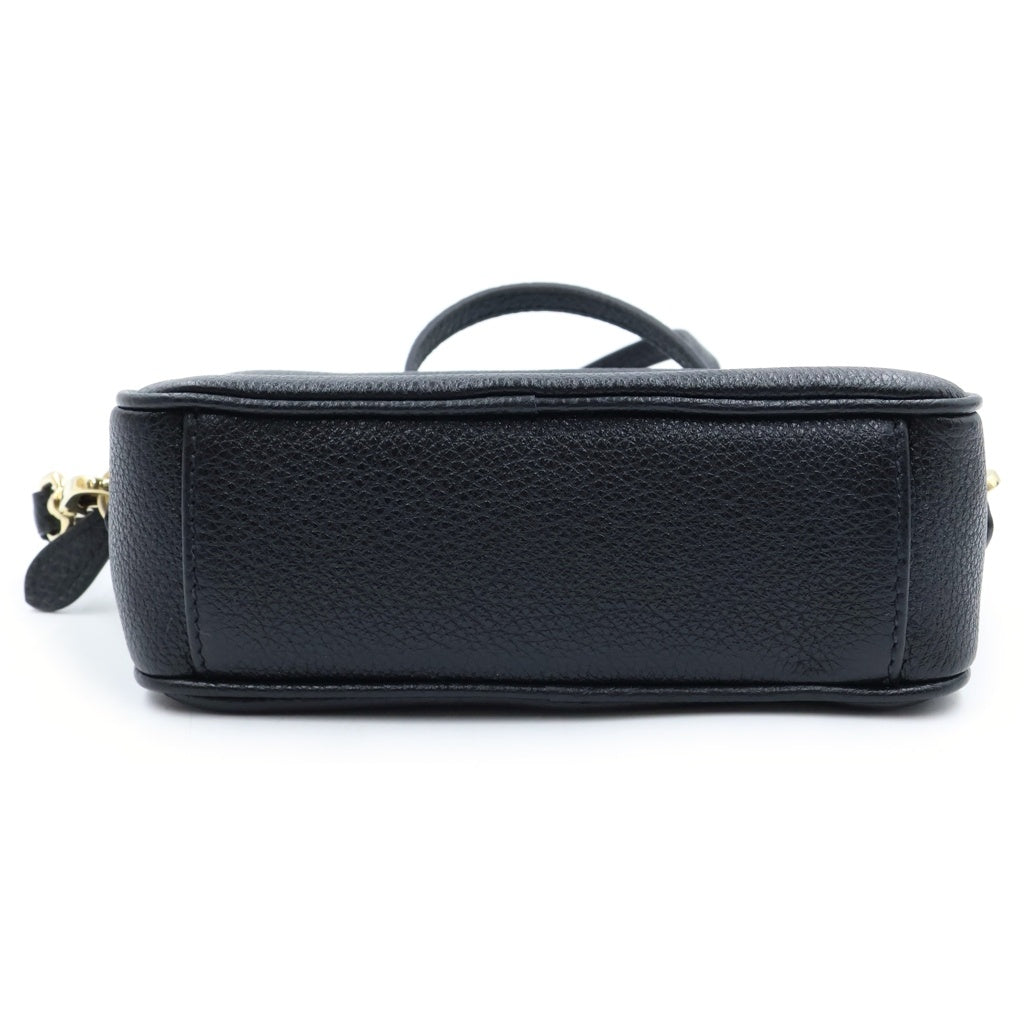 PRADA(プラダ) トライアングルロゴプレート レザー ミニ カメラ ショルダー バッグ ゴールド金具 ブラック 1NF060 レディース