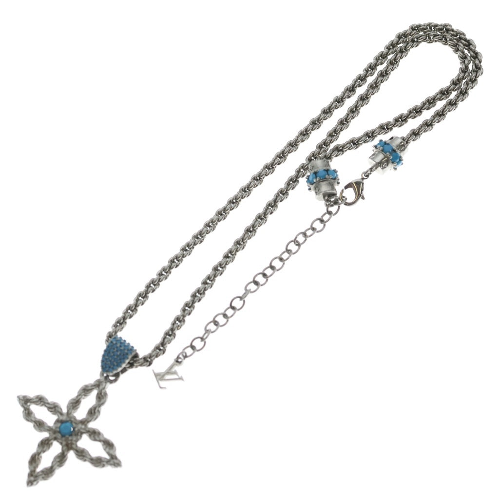 LOUIS VUITTON(ルイヴィトン) ペンダント・LVフラワーロープ メタル ネックレス ペンダント シルバー/ターコイズカラー M02062
