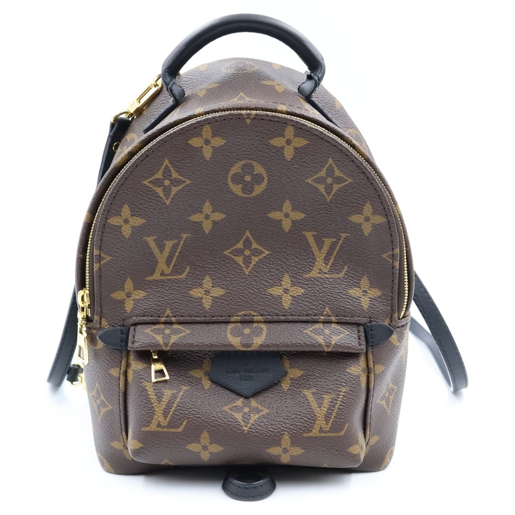 LOUIS VUITTON(ルイヴィトン) モノグラム パームスプリングスMINI リュックサック バックパック ミニバッグ ブラウン×ブラック レザー×PVC M44873 ゴールド金具 レディース