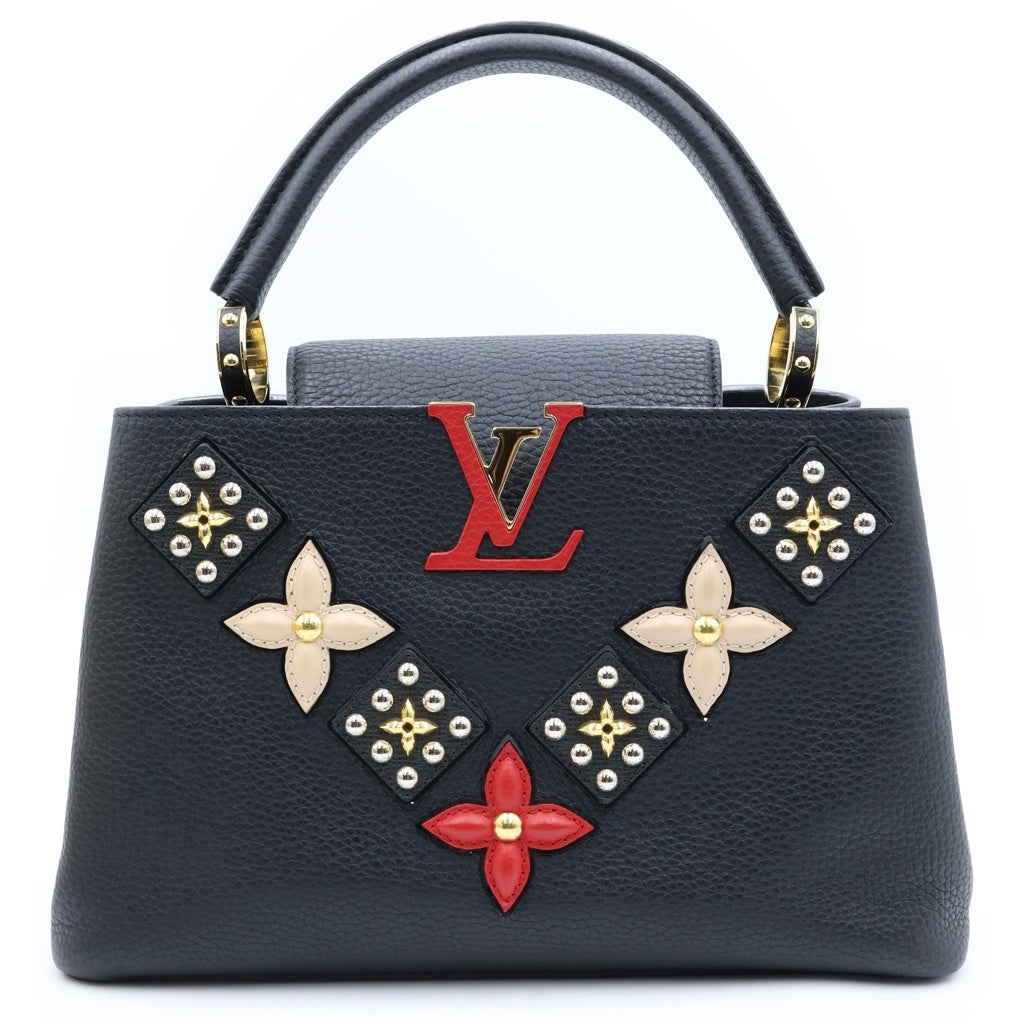 LOUIS VUITTON(ルイヴィトン) トリヨン カプシーヌPM フラワー 2WAYハンドバッグ ショルダーバッグ ブラック ノワール レザー M51384 ゴールド金具 レディース