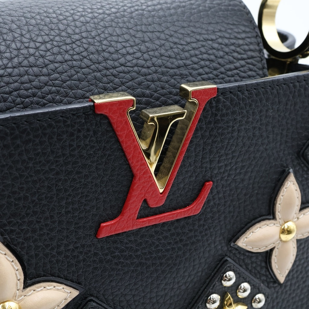 LOUIS VUITTON(ルイヴィトン) トリヨン カプシーヌPM フラワー 2WAYハンドバッグ ショルダーバッグ ブラック ノワール レザー M51384 ゴールド金具 レディース