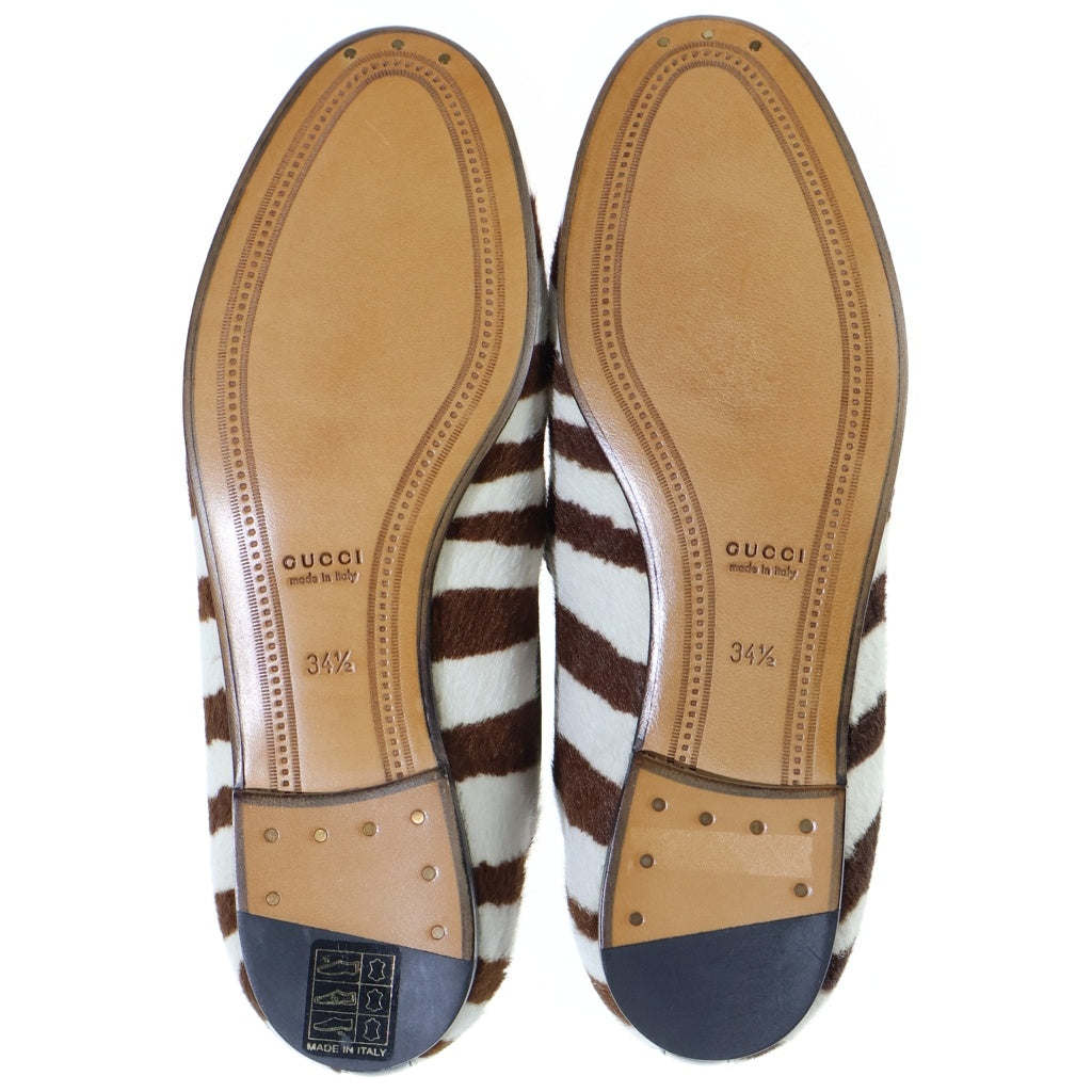 GUCCI(グッチ) Jordaan unborn calf horse bit loafer shoes ヨルダーンアンボーンカーフホースビットローファーシューズ ブラウン×ホワイト レディース