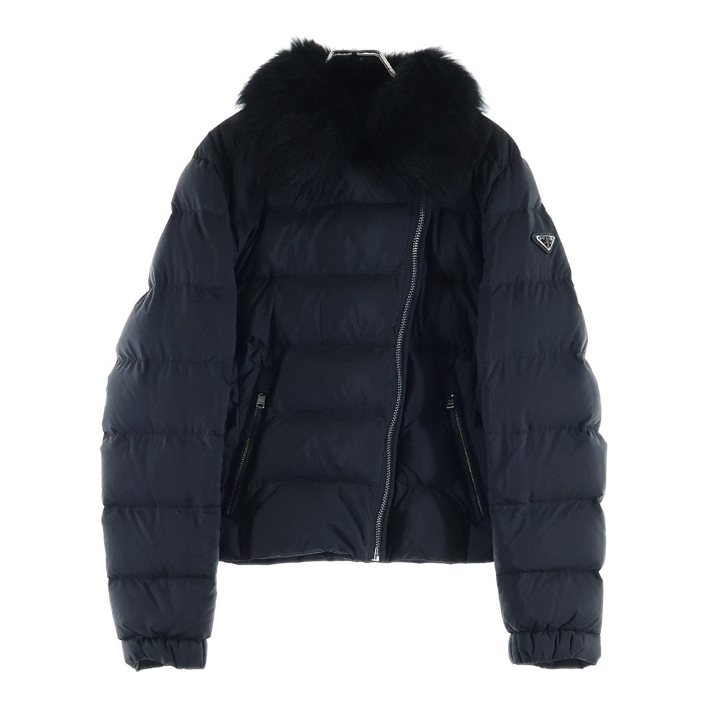 PRADA(プラダ) ファー付きライダースショートダウンジャケット ブラック リナイロン 29Y510 R202 Q04 レディース