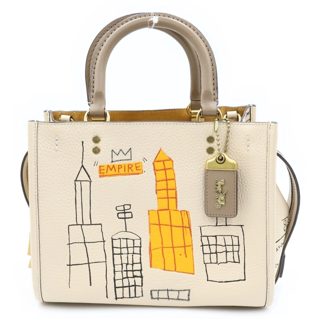 COACH(コーチ) バスキアコラボ ローグ25 ハンドバック 3way レザー ベージュ レディース