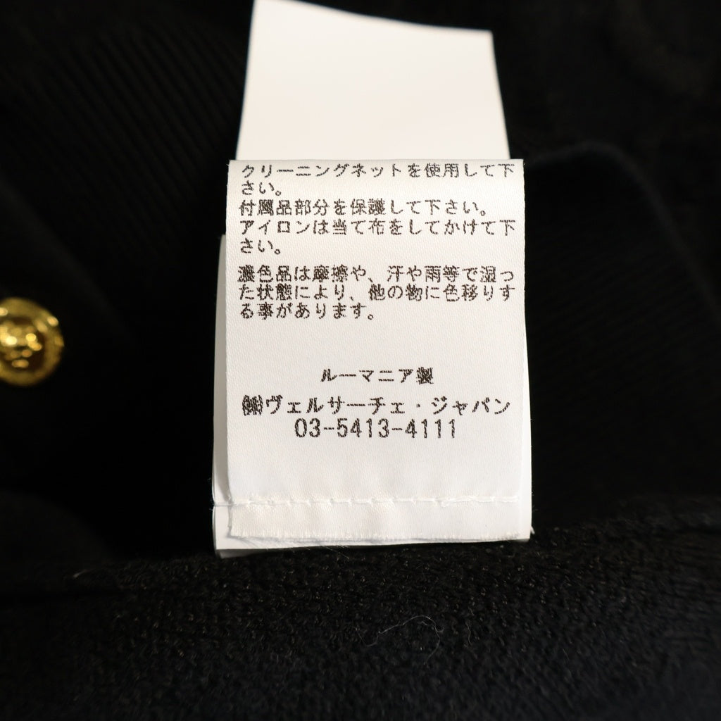 VERSACE(ヴェルサーチ) 金ボタン 襟付き ジャガードニットカーディガン ブラック 1021721 1A16099 レディース