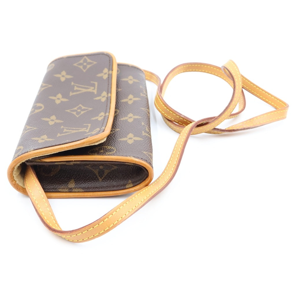 LOUIS VUITTON(ルイヴィトン) モノグラム ポシェットツインPM ショルダーバッグ ミニバッグ ショルダーポシェット PVC×レザー M51854 ゴールド金具 レディース