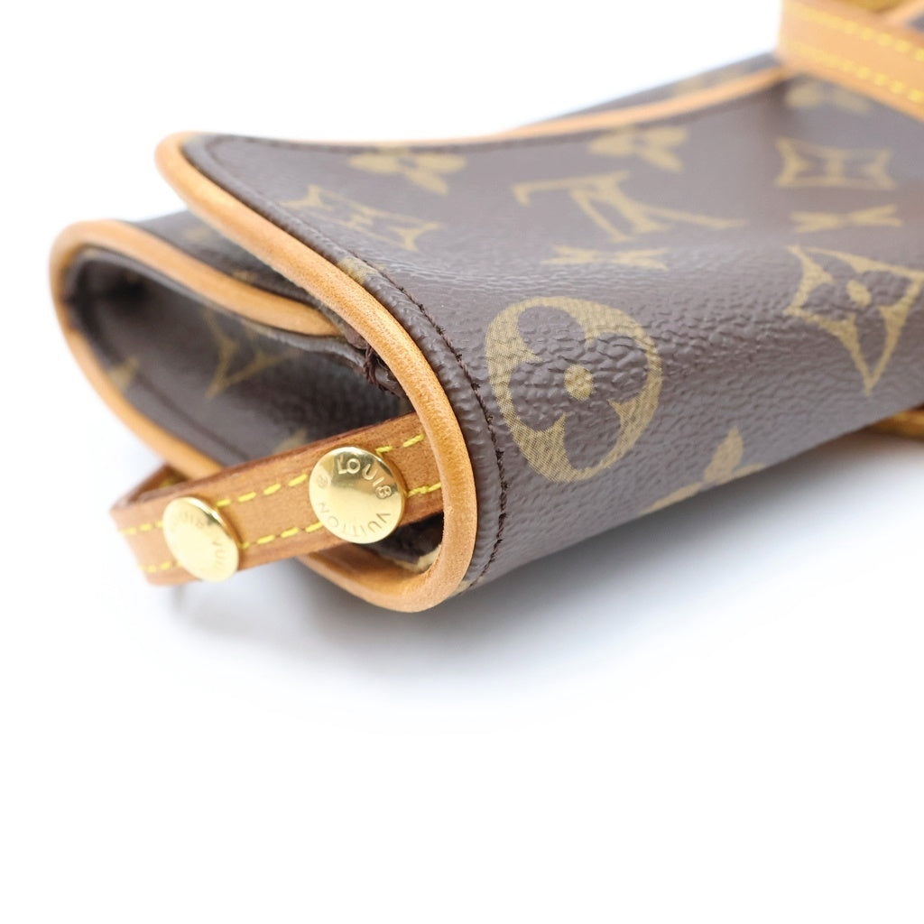 LOUIS VUITTON(ルイヴィトン) モノグラム ポシェットツインPM ショルダーバッグ ミニバッグ ショルダーポシェット PVC×レザー M51854 ゴールド金具 レディース