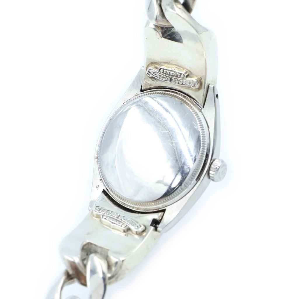 ROLEX(ロレックス) ×CHROME HEARTS フローラル クラシックチェーン ウォッチブレスレット オイスターパーペチュアル セミバブルバック シルバー文字盤 SS×SV/AT オートマ 自動巻き 腕時計 シルバー 6084