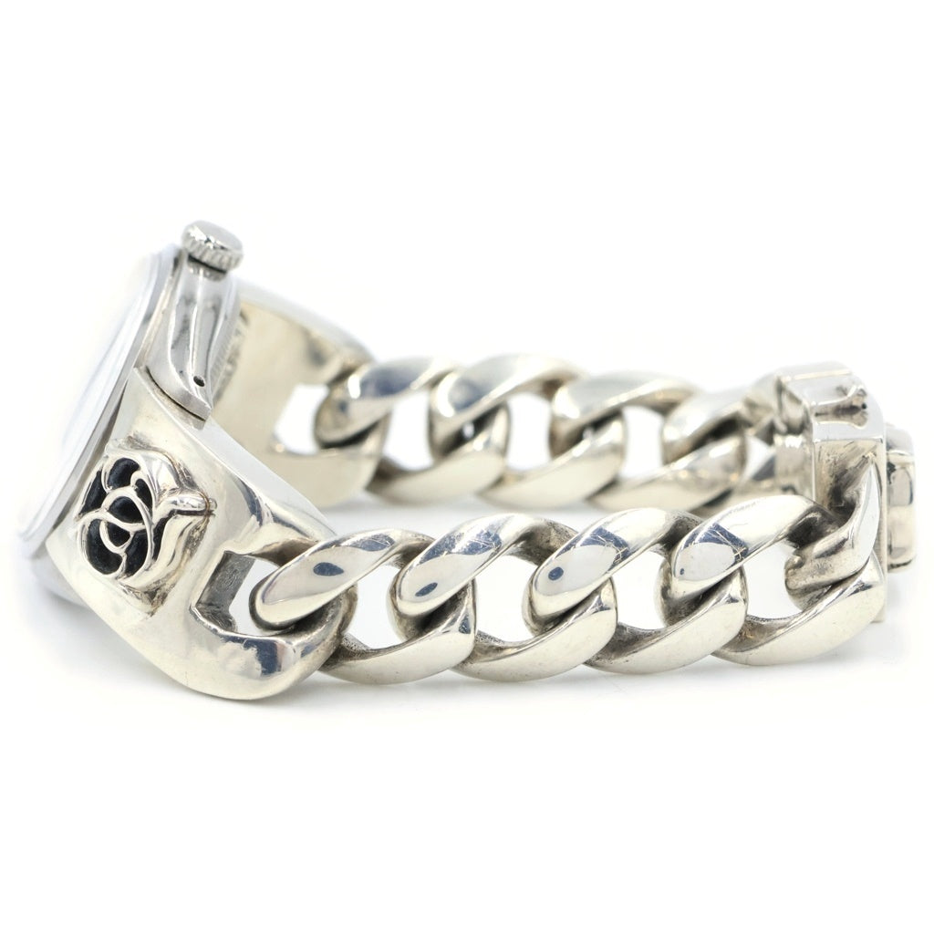 ROLEX(ロレックス) ×CHROME HEARTS フローラル クラシックチェーン ウォッチブレスレット オイスターパーペチュアル セミバブルバック シルバー文字盤 SS×SV/AT オートマ 自動巻き 腕時計 シルバー 6084