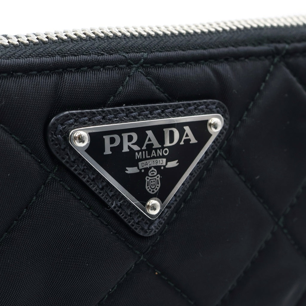 PRADA(プラダ) トライアングルロゴ テスート ナイロン 2WAY キルティング チェーンショルダーバッグ ハンドバッグ ブラック 1BH026 レディース