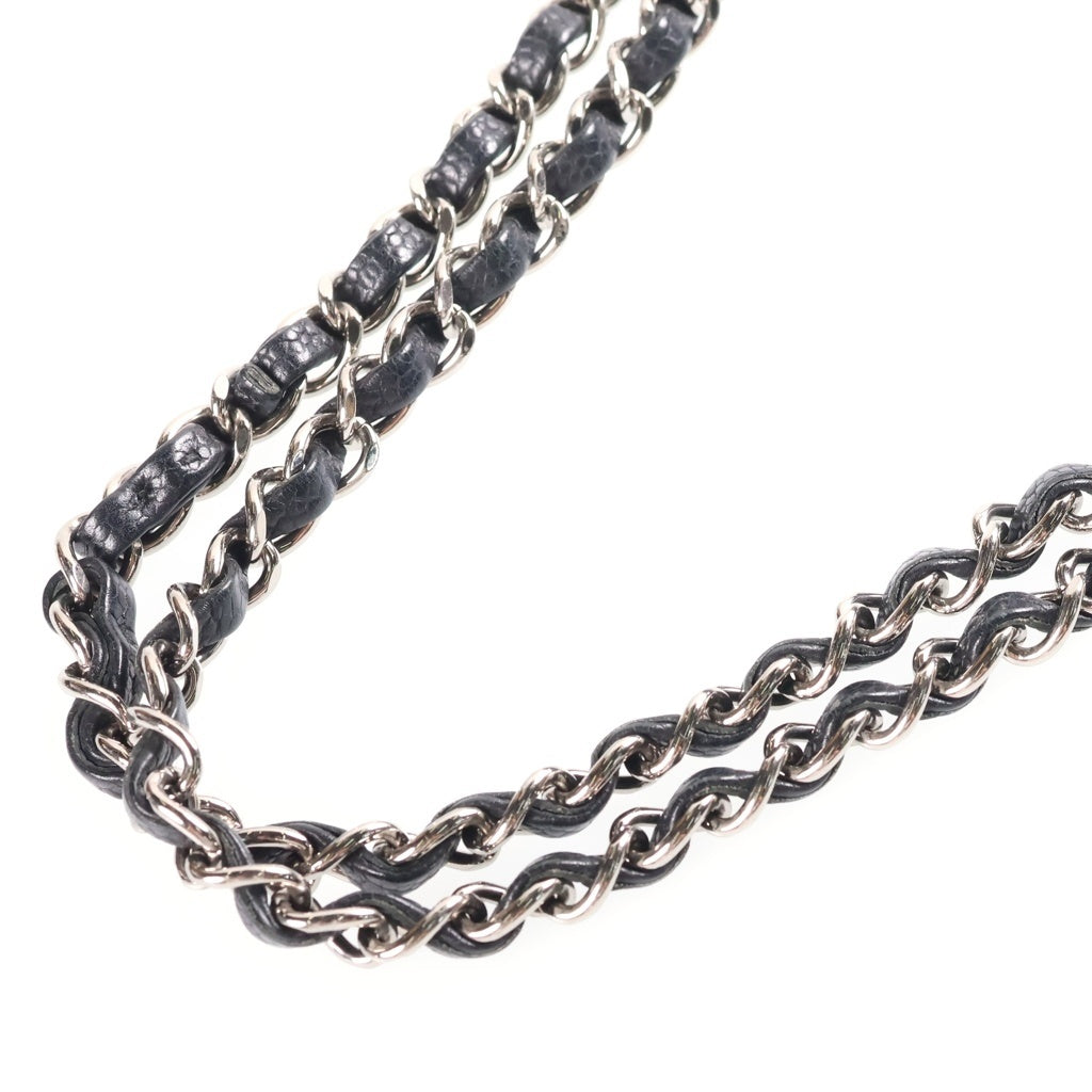 CHANEL(シャネル) マトラッセ25 Wフラップ Wチェーン19番台 チェーンショルダーバッグ ブラック キャビアスキン A01112 シルバー金具 レディース