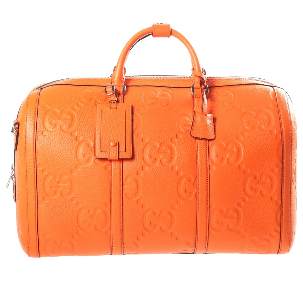 GUCCI(グッチ) ジャンボGG 2WAYショルダーバッグ ボストンバッグ トラベルバッグ ハンドバッグ オレンジ レザー 725282 シルバー金具 レディース