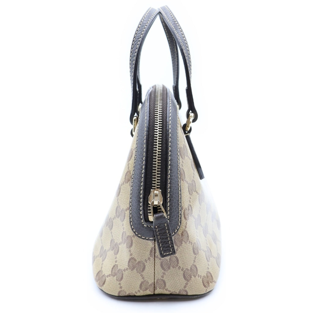 GUCCI(グッチ) GGクリスタル 2wayハンドバッグ ショルダーバッグ ベージュ×ブラウン ビニール×レザー 341504 ゴールド金具 レディース