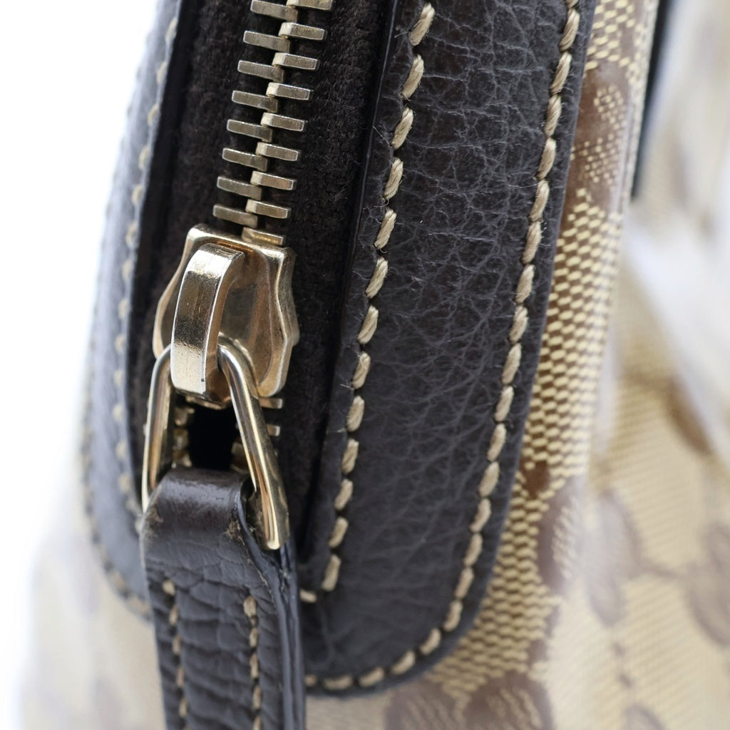 GUCCI(グッチ) GGクリスタル 2wayハンドバッグ ショルダーバッグ ベージュ×ブラウン ビニール×レザー 341504 ゴールド金具 レディース