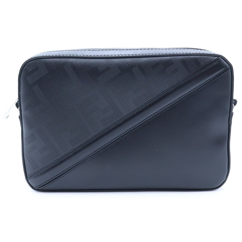 FENDI(フェンディ) ズッカ ダイアゴナル カメラケース ショルダーバッグ ミニバッグ ブラック レザー 7M0286 シルバー金具 レディース