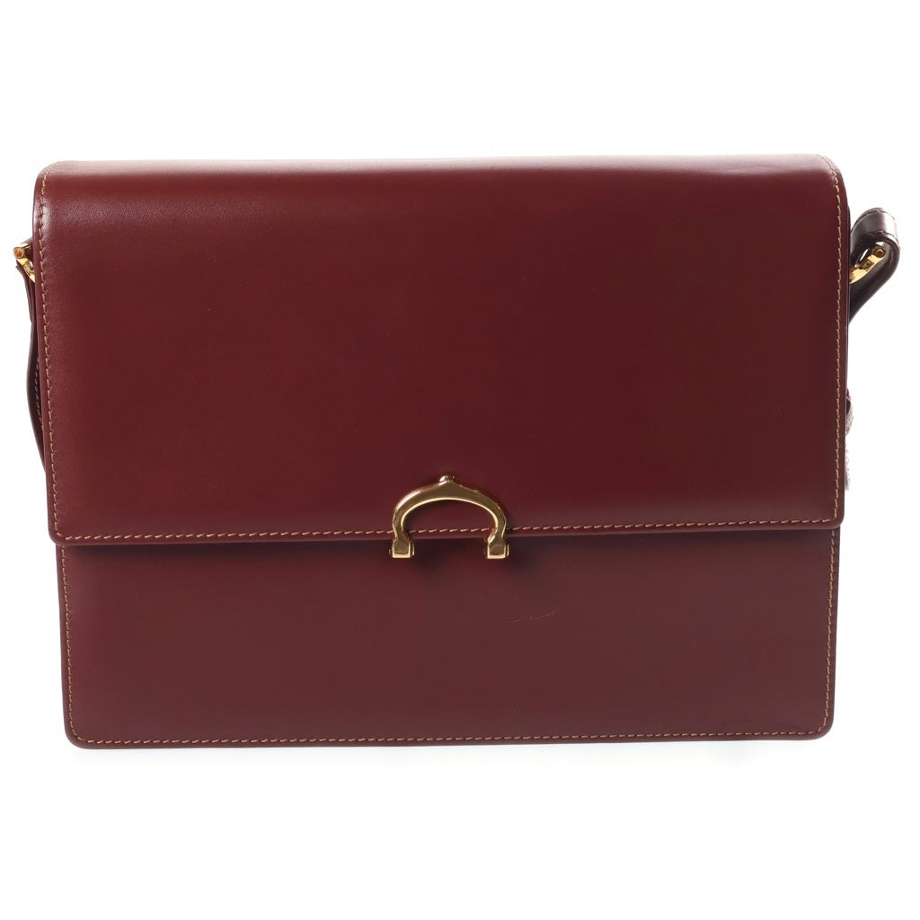 Cartier(カルティエ) マストライン レザー ショルダーバッグ ボルドー ゴールド金具 レディース