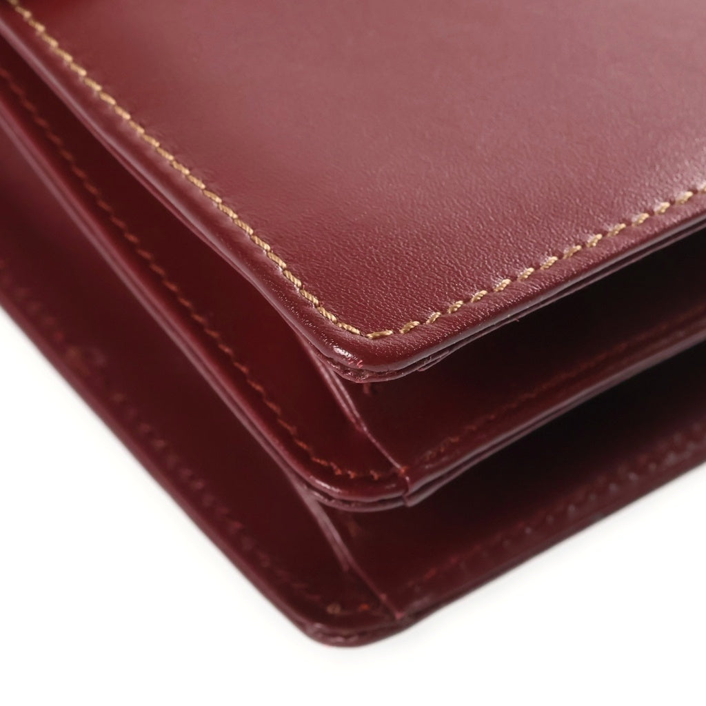 Cartier(カルティエ) マストライン レザー ショルダーバッグ ボルドー ゴールド金具 レディース