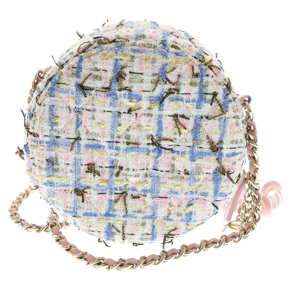 CHANEL(シャネル) マトラッセ ツイード ラウンド チェーンショルダーバッグ マルチカラー ゴールド金具 ココマーク
