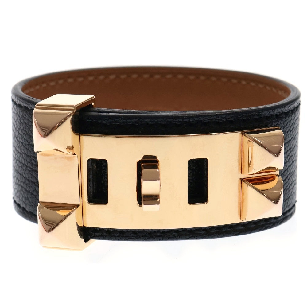 HERMES(エルメス) コリエドシアン 24 T1 バングル PG金具 ピンクゴールド B刻印 ブラック ブレスレット アクセサリー
