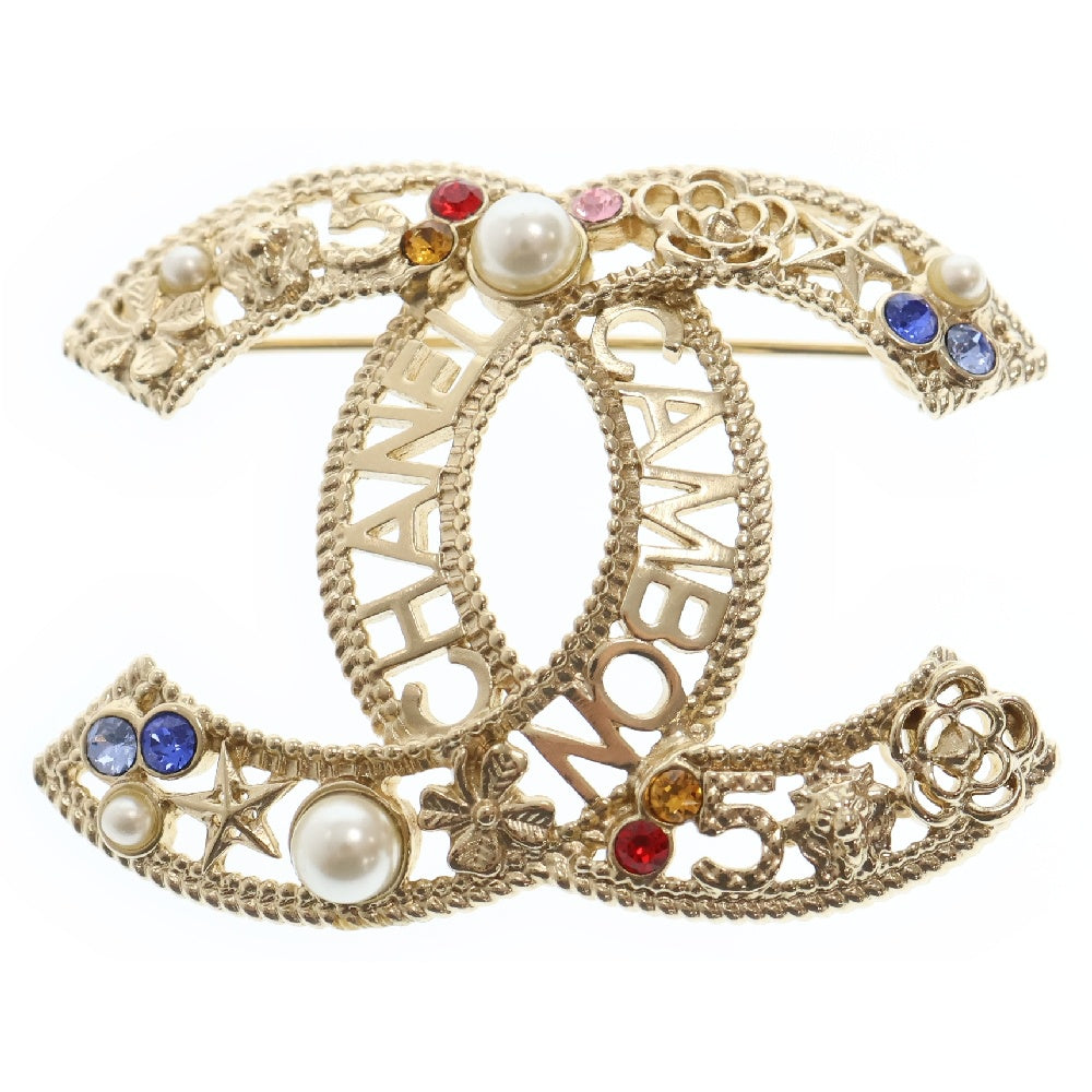 CHANEL(シャネル) ココマーク カンボン ブローチ ラインストーン フェイクパール GP ゴールド A20C アクセサリー