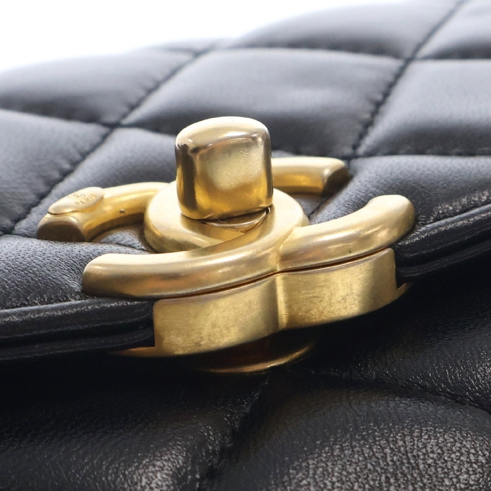 CHANEL(シャネル) マトラッセ トップハンドルXXS 24SS チェーン ショルダーバッグ ブラック ラムスキン ゴールド金具