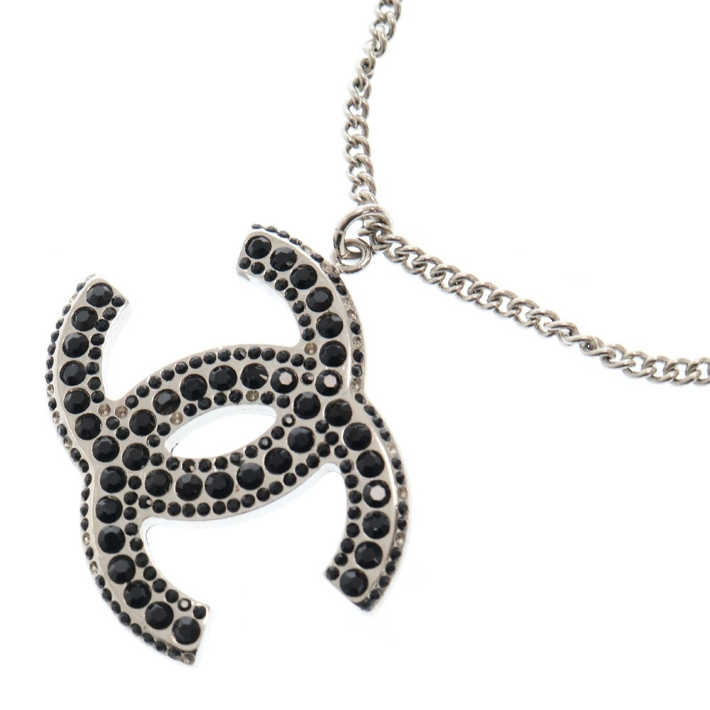 CHANEL(シャネル) 05P ココマークラインストーンネックレス シルバー