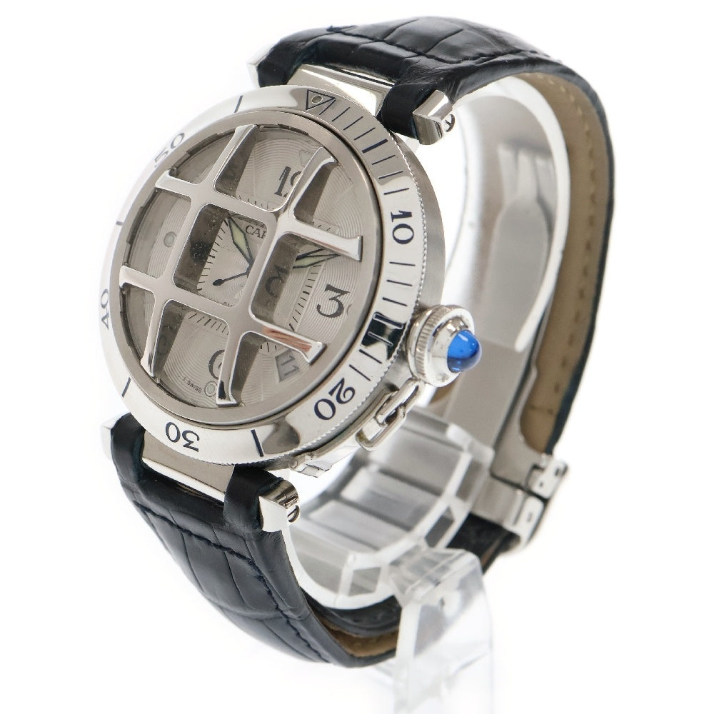 Cartier(カルティエ) パシャ コンベックスグリッド シルバー文字盤 ステンレス SS×革/AT 自動巻き W3105955 腕時計 メンズ