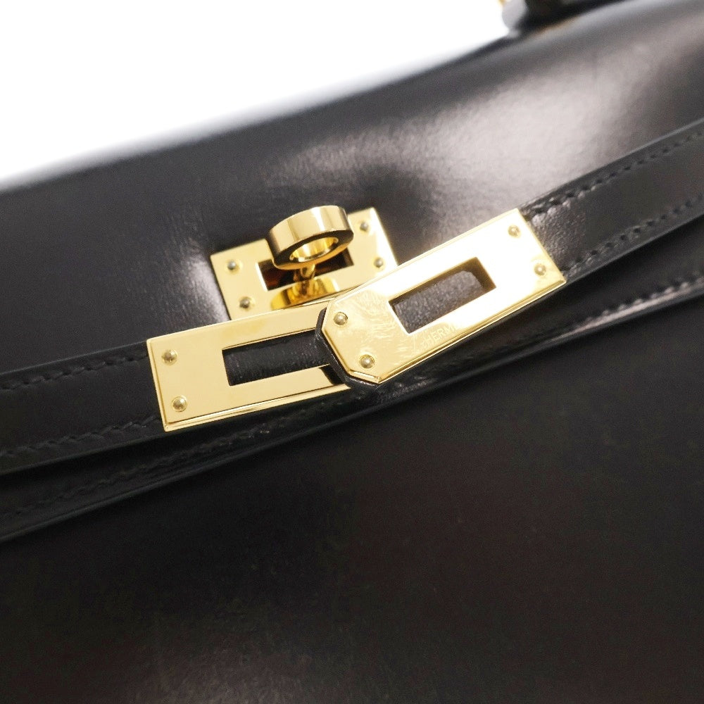 HERMES(エルメス) ケリー25 外縫い 黒 ボックスカーフ GD金具 Z刻