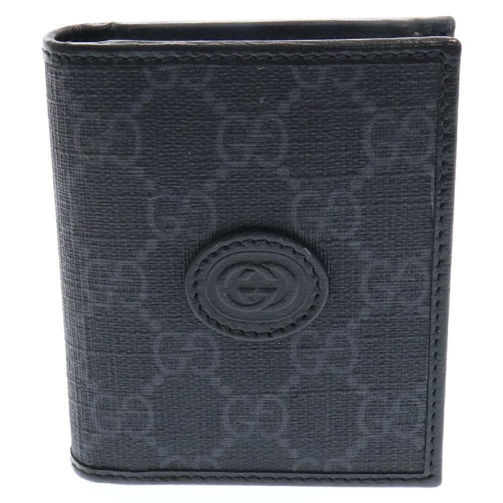 GUCCI(グッチ) GGスプリーム インターロッキングG 名刺入れ カードケース ブラック レザー