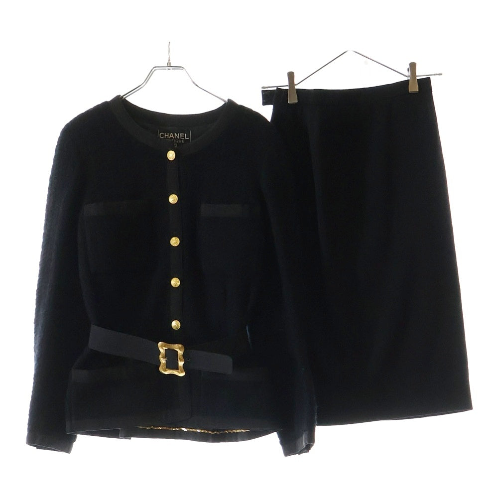 CHANEL(シャネル) ジャガード セットアップ ジャケット スカート セットアップ ココボタン 黒 レディース