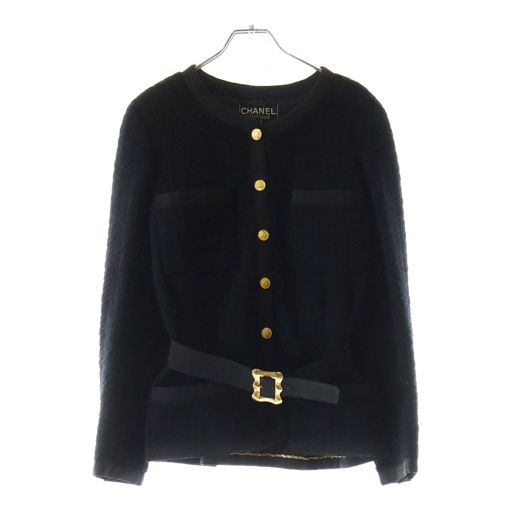 CHANEL(シャネル) ジャガード セットアップ ジャケット スカート セットアップ ココボタン 黒 レディース