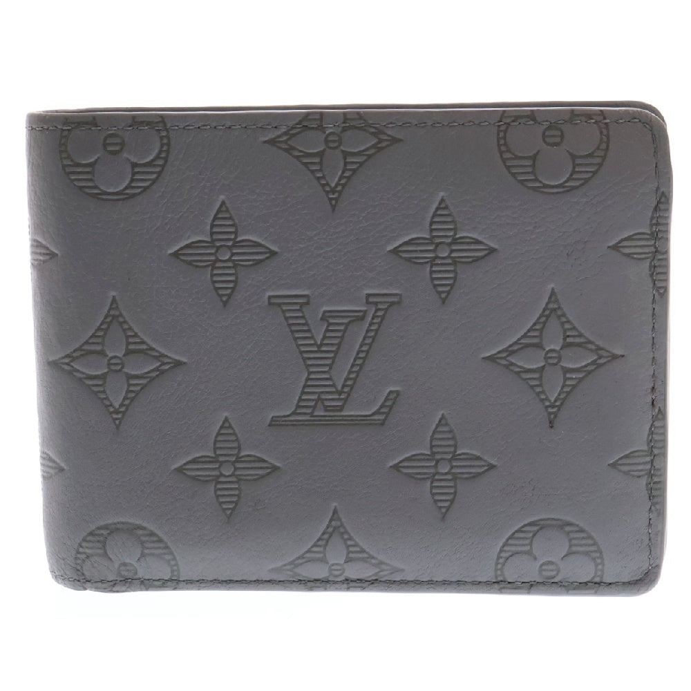 LOUIS VUITTON(ルイヴィトン) モノグラム シャドウ ポルトフォイユ ミュルティプル レザー二つ折り財布 グレー M81383