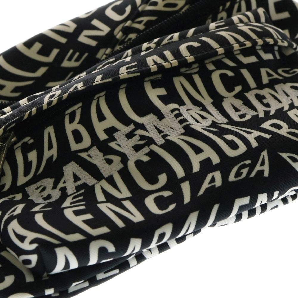 BALENCIAGA(バレンシアガ) WHEEL BELT PACK ロゴ刺繍 ホイールベルト ボディバッグ ブラック×ホワイト 533009