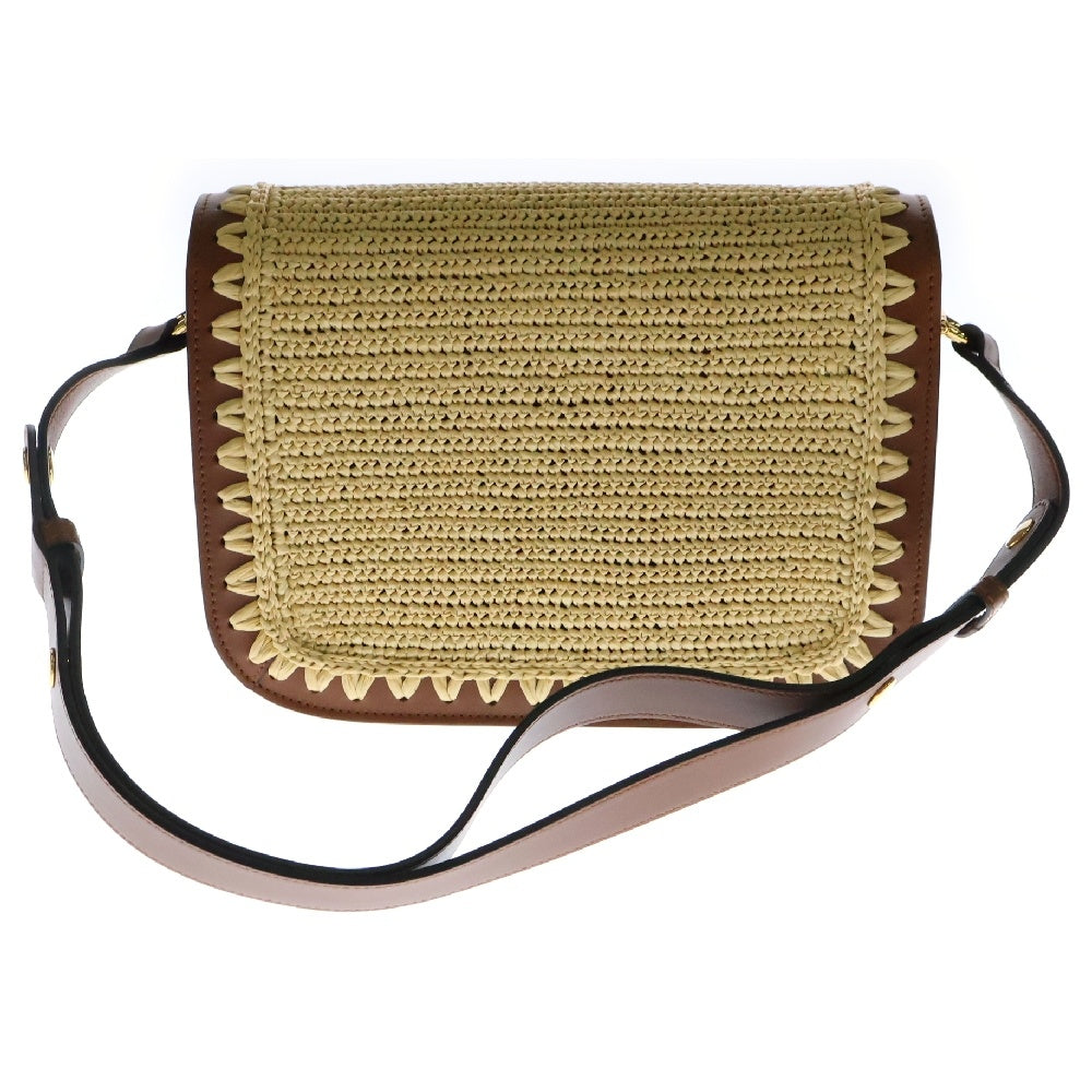 GUCCI(グッチ) ホースビット1955 ショルダーバッグ ラフィア ブラウン レザー×ストロー 602204