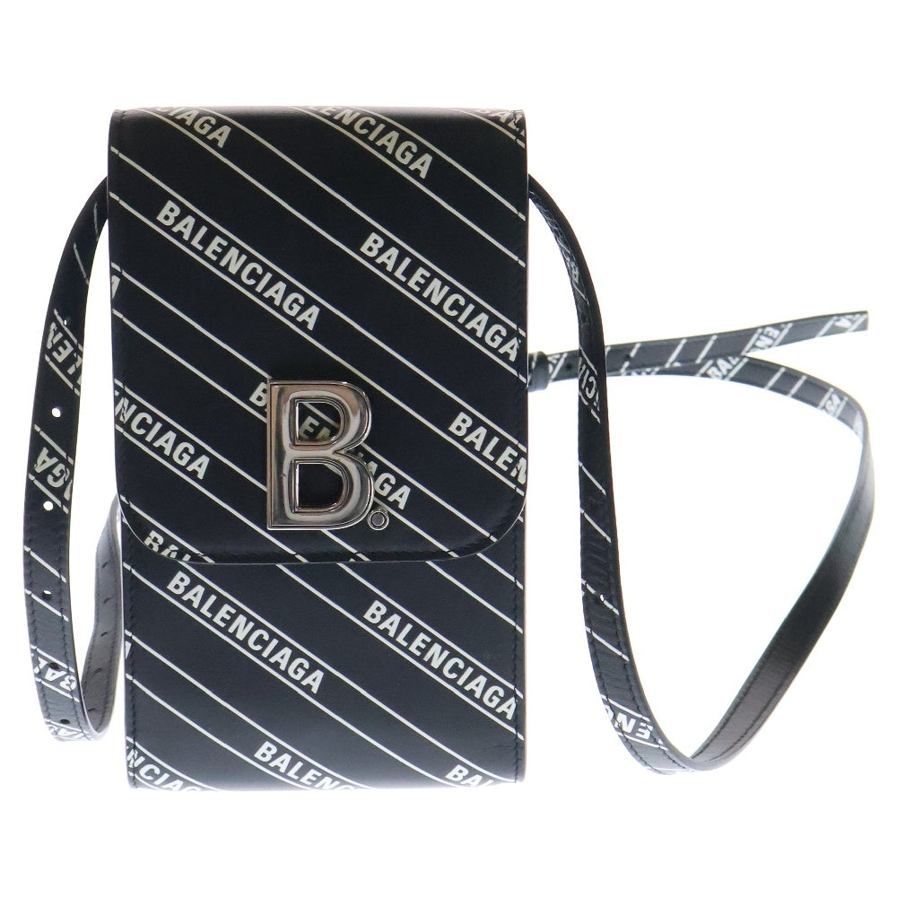 BALENCIAGA(バレンシアガ) B MICRO BAG マイクロ レザー ショルダーバッグ ブラック×ホワイト 600201