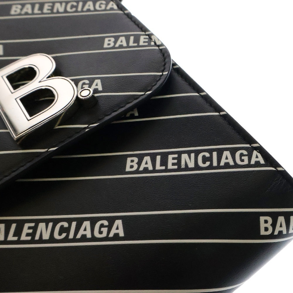 BALENCIAGA(バレンシアガ) B MICRO BAG マイクロ レザー ショルダーバッグ ブラック×ホワイト 600201