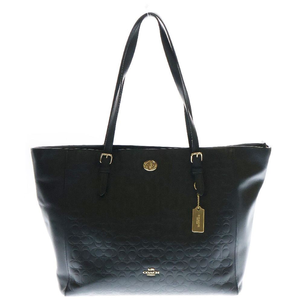 COACH(コーチ) シグネチャー ロゴ レザー トートバッグ ブラック