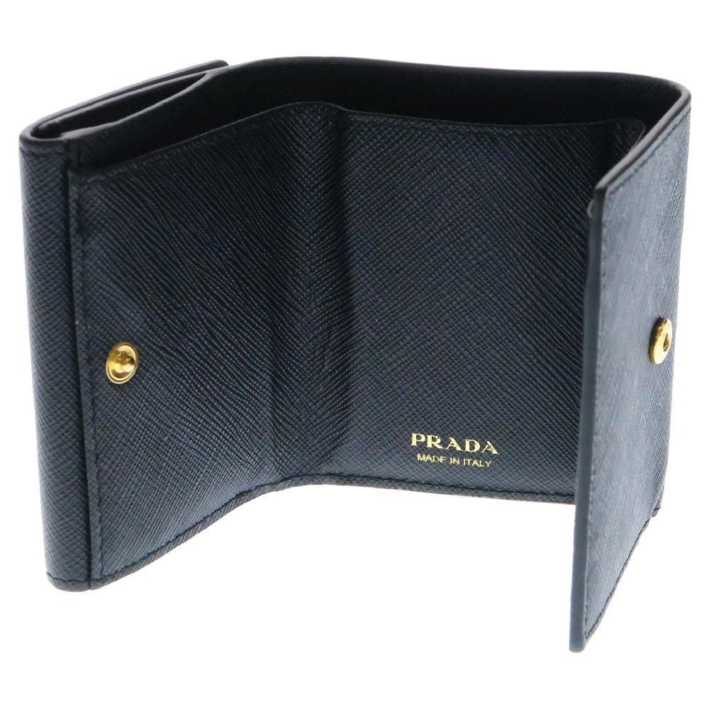PRADA(プラダ) サフィアーノ 3つ折り財布 ブラウン レザー コンパクトウォレット トライアングルロゴ