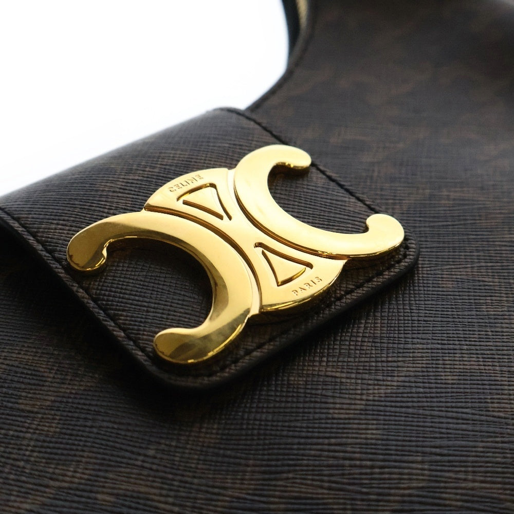 CELINE(セリーヌ) トリオンフ アヴァ ミディアム ワンショルダーバッグ ハンドバッグ ブラウン PVC×レザー ゴールド金具