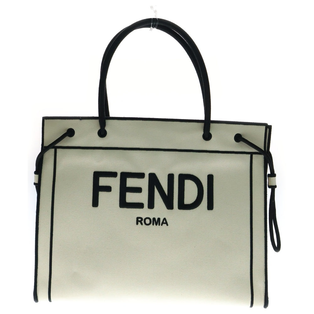 FENDI■フェンディ ロゴ ショッパー トートバック FENDI(フェンディ) ロゴショッパー ミディアムトート 白 キャンバス