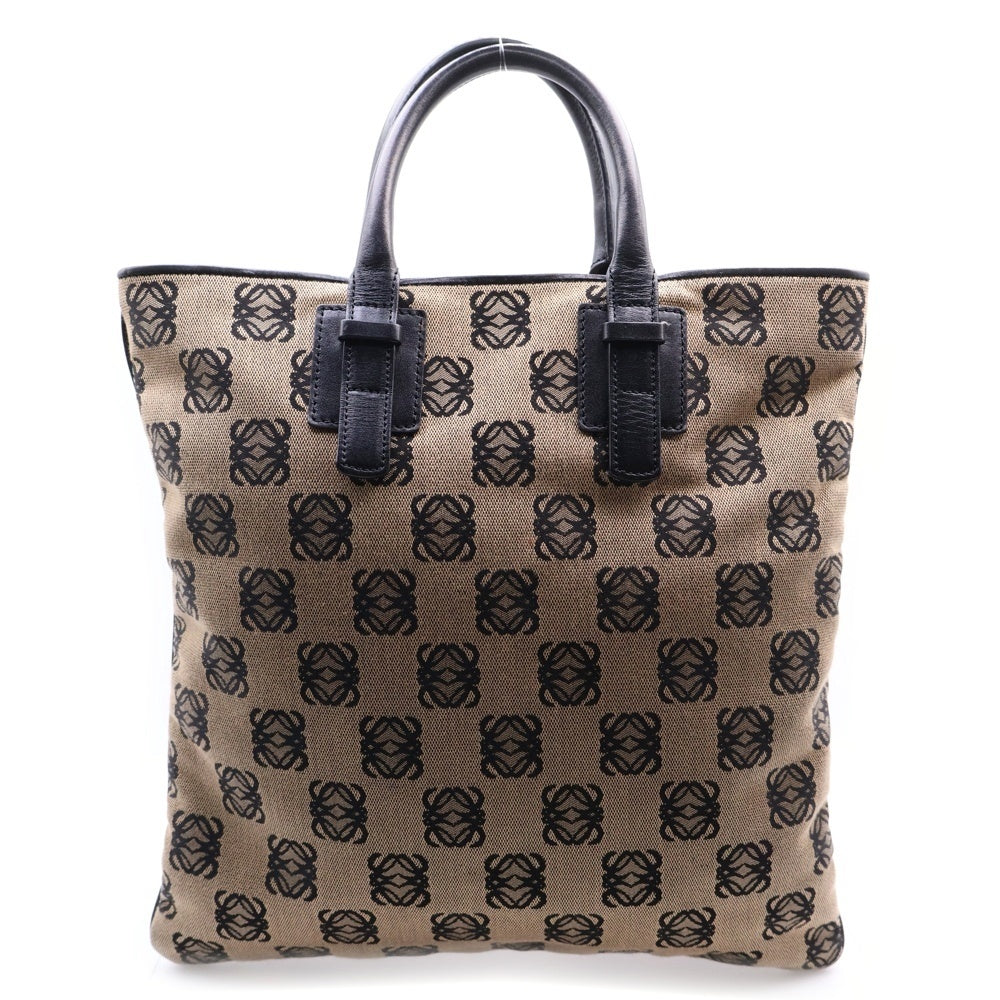 LOEWE(ロエベ) アナグラム トートバッグ ハンドバッグ ベージュ×ブラック キャンバス×レザー