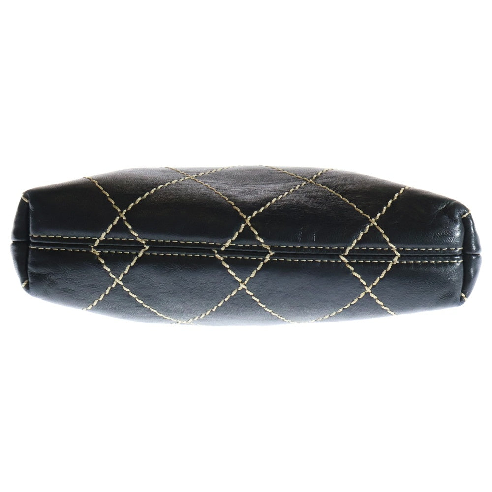 CHANEL(シャネル) ワイルドステッチ チェーンショルダーポーチ ブラック ラムスキン キルティング ミニバッグ ブラック