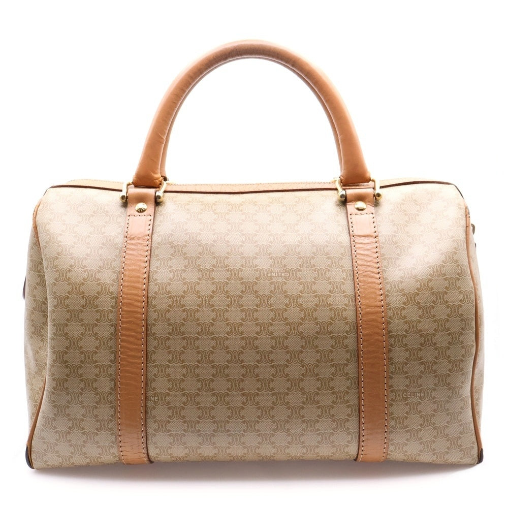CELINE(セリーヌ) マカダム ミニボストンバッグ ハンドバッグ ゴールド金具 ベージュ PVC キャンバス×レザー