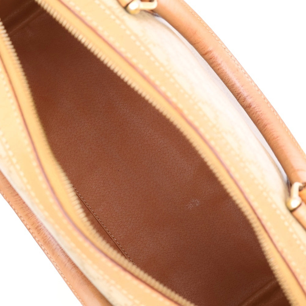 CELINE(セリーヌ) マカダム ミニボストンバッグ ハンドバッグ ゴールド金具 ベージュ PVC キャンバス×レザー