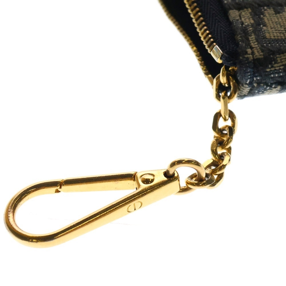 Christian Dior(クリスチャンディオール) オブリーク トロッター コインケース 小物入れ バッグチャーム ケース ゴールド金具 ネイビー キャンバス