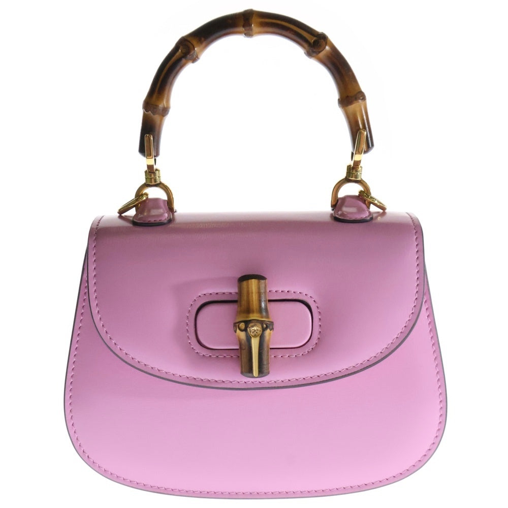 GUCCI(グッチ) バンブー1947 ミニ トップハンドルバッグ 2wayバッグ ピンク レザー 686864