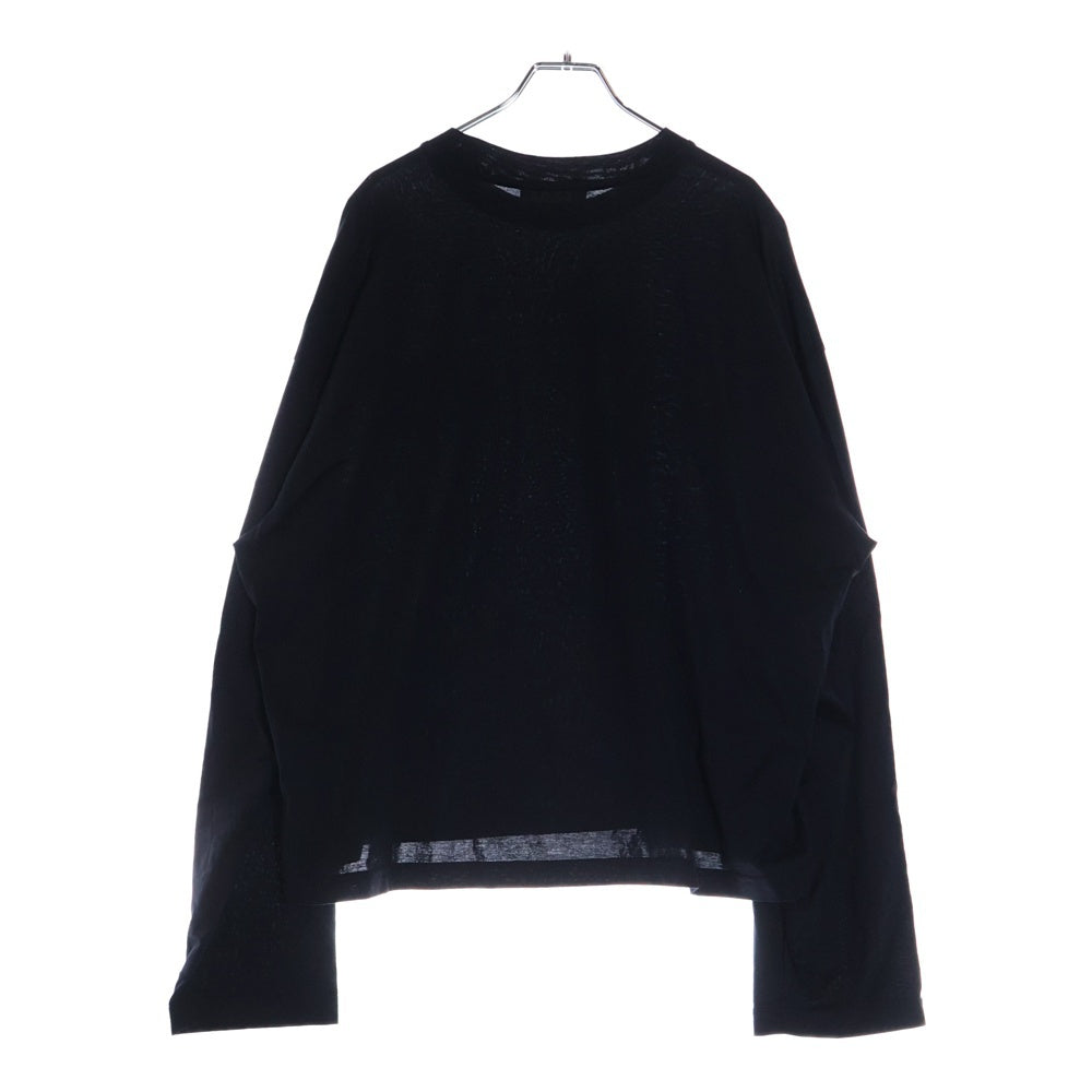 MARNI(マルニ) 25SS ロゴプリント ワッペン ステッチデザイン ロングスリーブ 長袖Tシャツ カットソー ブラック HUMU0325X1 UTC446