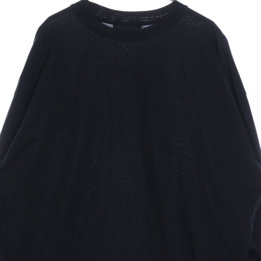 MARNI(マルニ) 25SS ロゴプリント ワッペン ステッチデザイン ロングスリーブ 長袖Tシャツ カットソー ブラック HUMU0325X1 UTC446