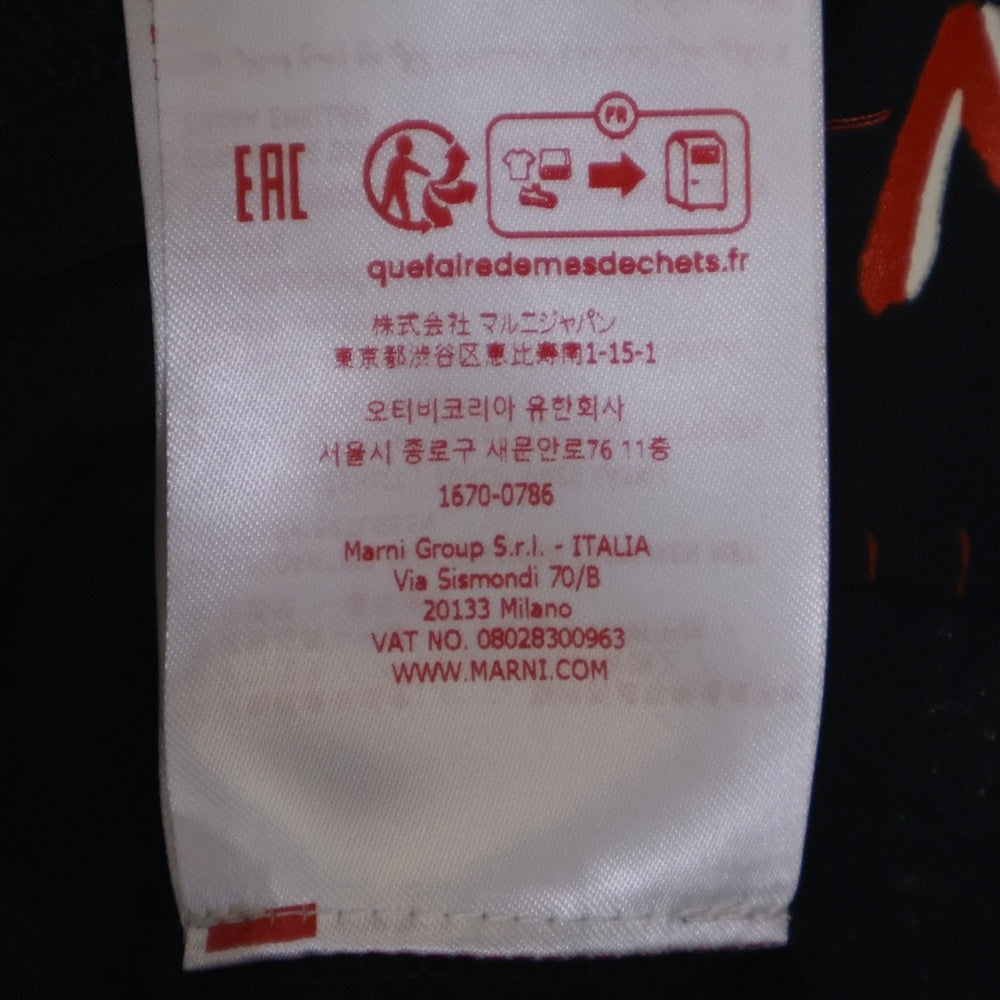 MARNI(マルニ) 25SS ロゴプリント ワッペン ステッチデザイン ロングスリーブ 長袖Tシャツ カットソー ブラック HUMU0325X1 UTC446